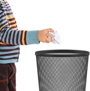 BX çöp sepeti Metal tel örgü kutusu hafif ve şık ev ve ofis atıkları için Ideal çöp tenekesi (siyah) - Product Image 6