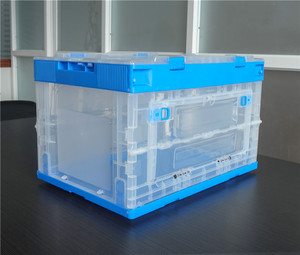50リットルフロントオープン折りたたみプラスチック素材折りたたみ式コンテナボックス蓋付き - Product Image 5