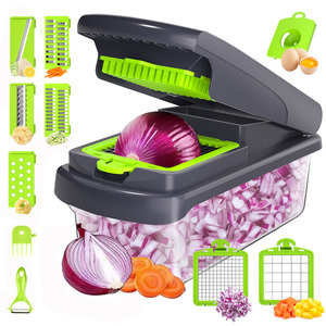 Toptan 14in1 İşlevli plastik meyve patates dilimleme manuel Dicer soğan sebze doğrayıcı kesici - Product Image 1