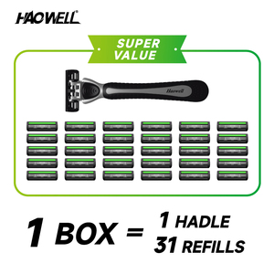 Hot bán <span class=keywords><strong>3</strong></span> ba lưỡi Hệ thống cạo râu dao cạo với thay thế hộp mực <span class=keywords><strong>1</strong></span> + 31 cho người đàn ông - Product Image 5