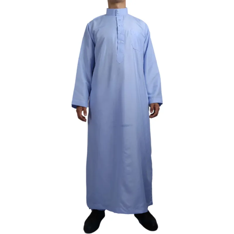 Arabia Dubai Standing Collar Robe Clothing Traditional Men White Muslim Abaya Men Muslims Dress