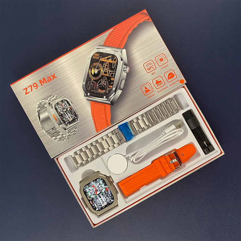Умные часы OEM ODM Z79 Max, индивидуальный логотип, IP68, водонепроницаемые GPS-треки, BT, напоминание о социальных сообщениях, умные часы Z79Max