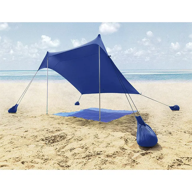Family Beach Sunshade 2M*2.1M Large Area Lightweight Sun Shade Tent With Sandbag UPF50+ UV Large Portable Beach Canopy