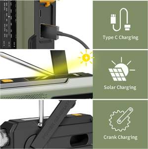 Solar Emergency <strong>Wind</strong> <strong>up</strong> Radio, Portable Hand Crank AM/FM Radio With SOS Alarm <strong>LED</strong> Torch, 2000mAh USB Phone Charger - Product Image 5