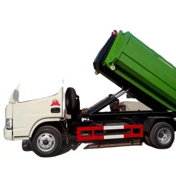 Dongfeng 5CBM gancho brazo de elevación rollo de camión de basura con contenedor desmontable en venta
