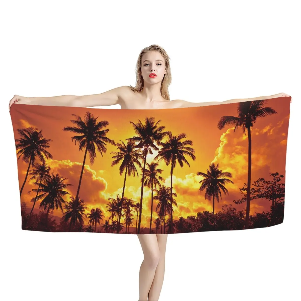 Yetişkin seksi kız banyo havlusu polinezya kumaş havlu kumaş desenli baskı talep üzerine yüksek emici yumuşak havlu