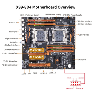 X99 8D4 LGA 2011-3 XEON anakart çift CPU desteği E5 2640 2667 2666 2670 2680 2696 V3 V4 DDR4 RECC M.2 ATX sunucu - Product Image 4