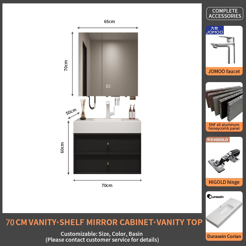 70Domestic Integrated Single Sink + Smart Storage Mirror Cabinet
