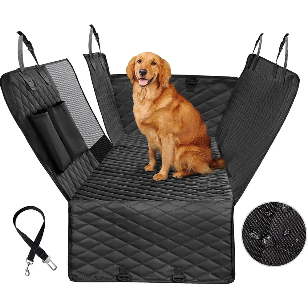 Washable Scratchproof Waterproof Nonslip Pet Car Seat Protector Dog Seat Cover with Storage Pockets Mesh Visual Window