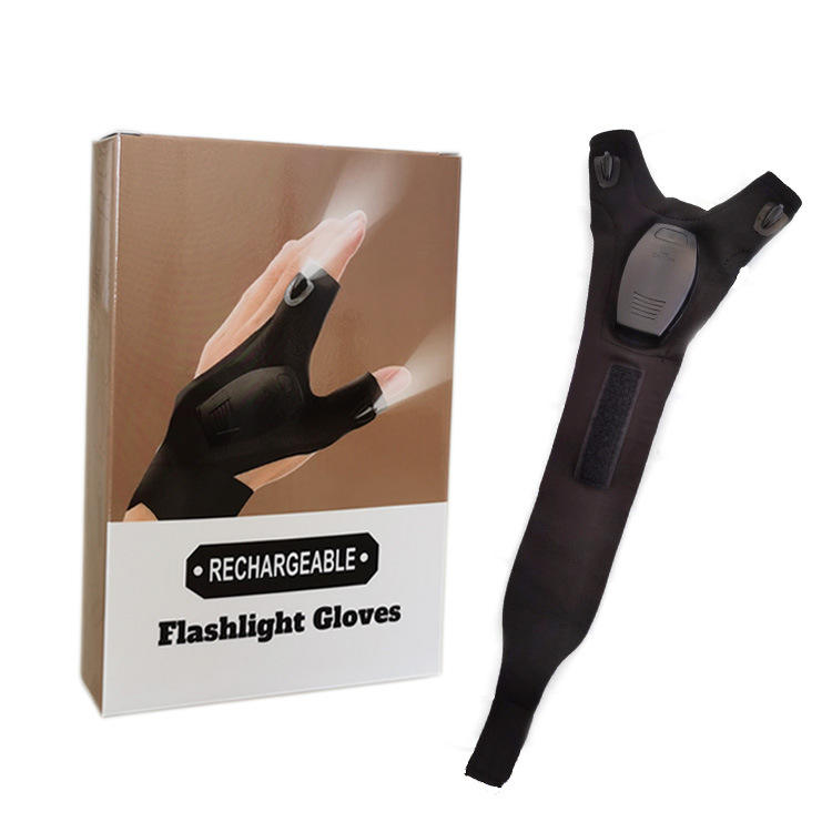 Gants d'éclairage LED rechargeables à batterie noire