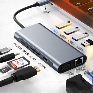 Multifunction 7-in-2 USB C Hub <strong>Computer</strong> Hardware Software USB 3.0 &amp; 2.0 Type C to Multiport USB Adapter - Product Image 3