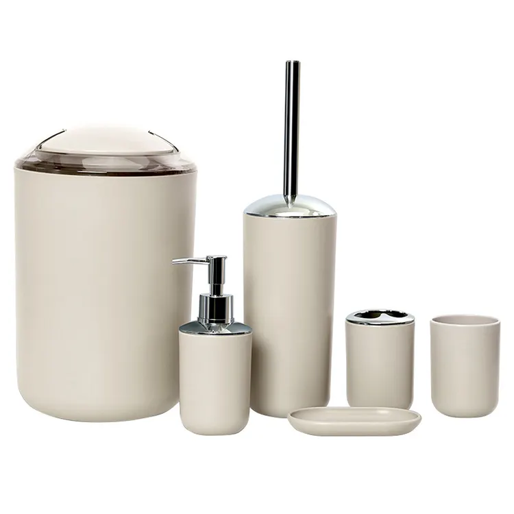 Home Hotel Modern Luxury Plastic Bathroom Gift Set 6 Piece Toilet Washroom Bathroom Accessories Set