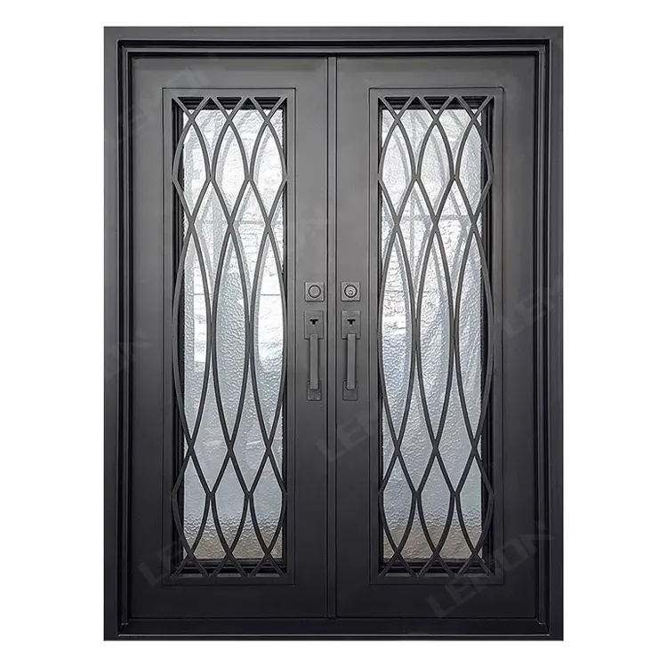 Puerta de hierro forjado/acero personalizada, diseño de rejillas de ventana, marco de acero, puerta abatible