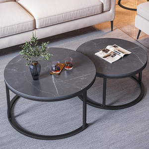 Bent Black Gold Metal Side Glass Marble Stone Mdf Wood Contemporary Round Nesting Coffee <strong>Table</strong> Nest of <strong>3</strong> <strong>Table</strong> <strong>Set</strong> Nesting <strong>Table</strong> - Product Image 6