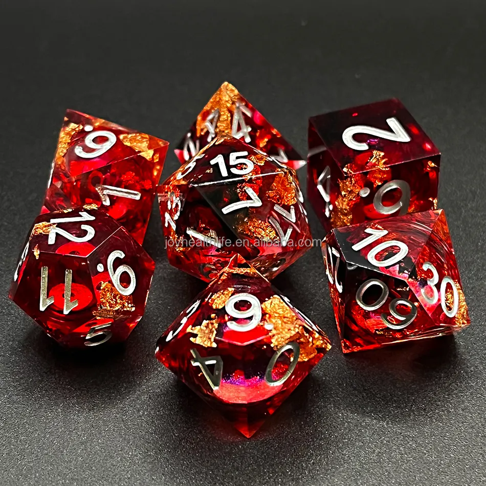 Dados de núcleo líquido D20 con Centro brillante, dados de Metal transparentes de 20 lados D20 con borde afilado