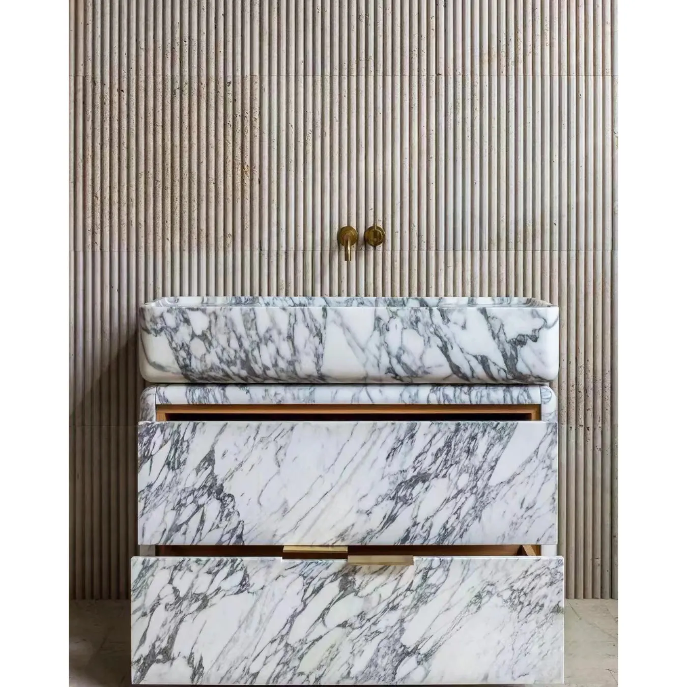 Moderno in marmo naturale lavabo bagno lavabo armadi Arabescato in marmo bagno lavandino bagno vanità con lavandino