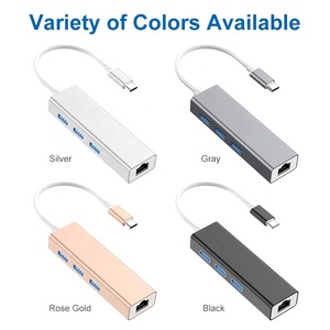 USB-C HUB con RJ45 100 adattatore Gigabit Ethernet Hub multiporta USB 3.0 adattatore di rete Lan da USB C A Ethernet per MacBook Pro/A - Product Image 6