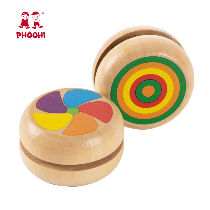 Phoohi Wholesale Children Play Ball Game Kids Classic Natural Wooden Yoyo Toy