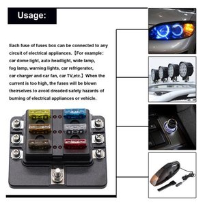 12Vブレードヒューズ6回路ATC/ATO防水ヒューズボックスホルダー、<span class=keywords><strong>LED</strong></span>インジケーター付き12V/24VトラックボートマリンRV用防水カバー