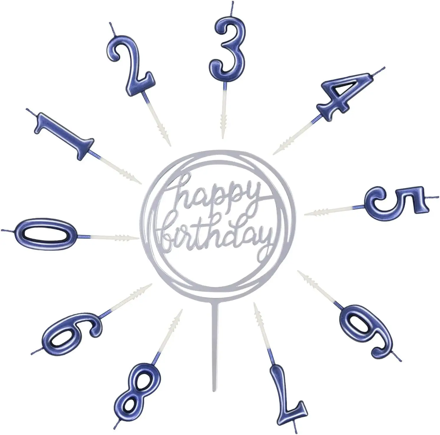 10 pièces numéro anniversaire bougies Kits-argent numéro 0-9 paillettes gâteau Topper décoration pour anniversaire fête de mariage