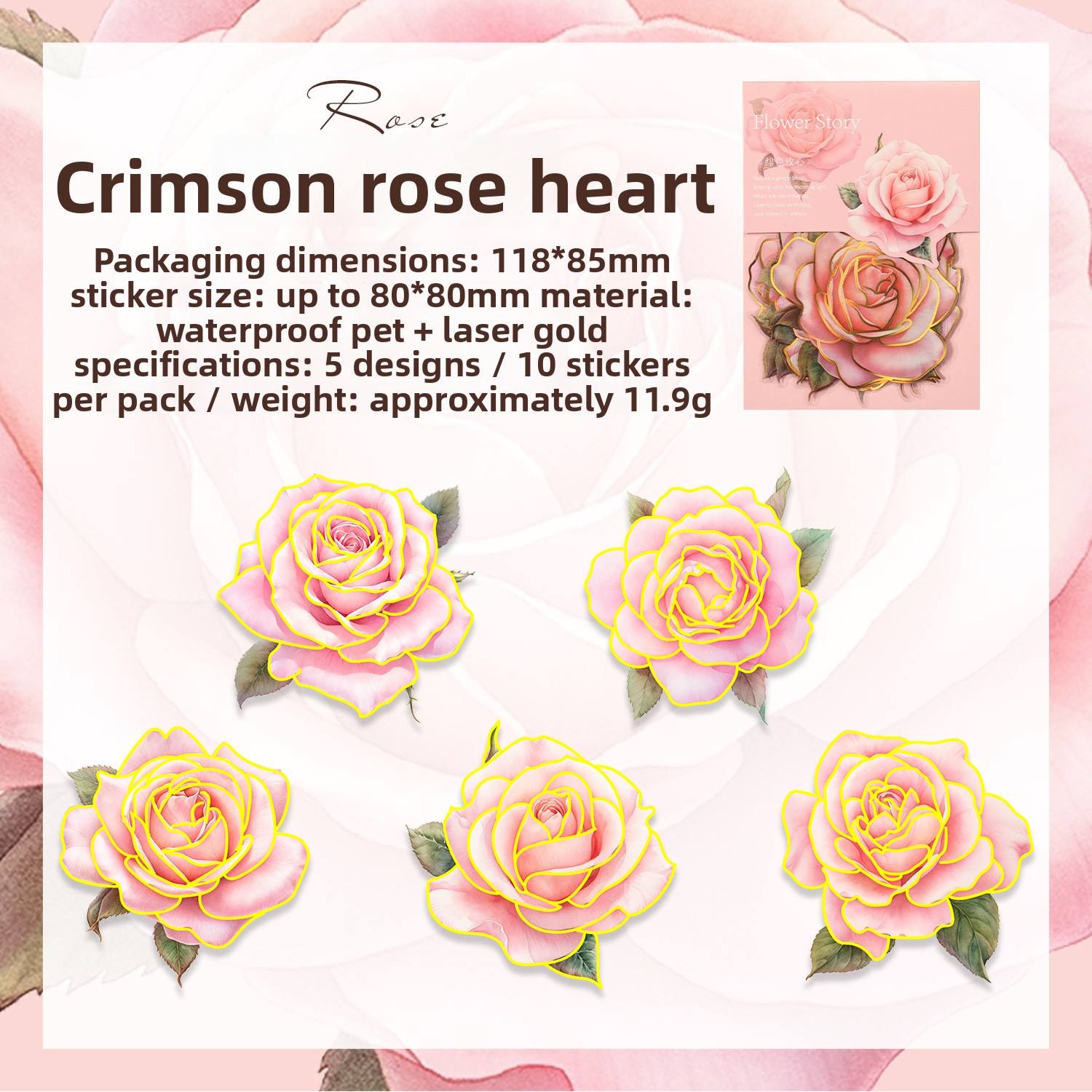 C Scarlet Rose Heart-white