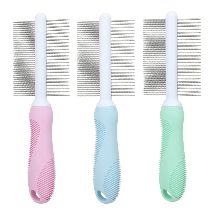 Wholesale Cheap Shampoo Pet Brush Comb Double Sided Stainless Steel Metal Teeth Pet Hair Removal Comb