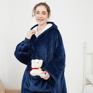 Áo Nỉ Có Mũ Trùm Đầu Ngoại Cỡ Mùa Đông Sherpa Chất Lượng Cao Hai Lớp Chất Liệu Vải Flanen Sherpa Chất Lượng Cao Tại Nhà - Product Image 2