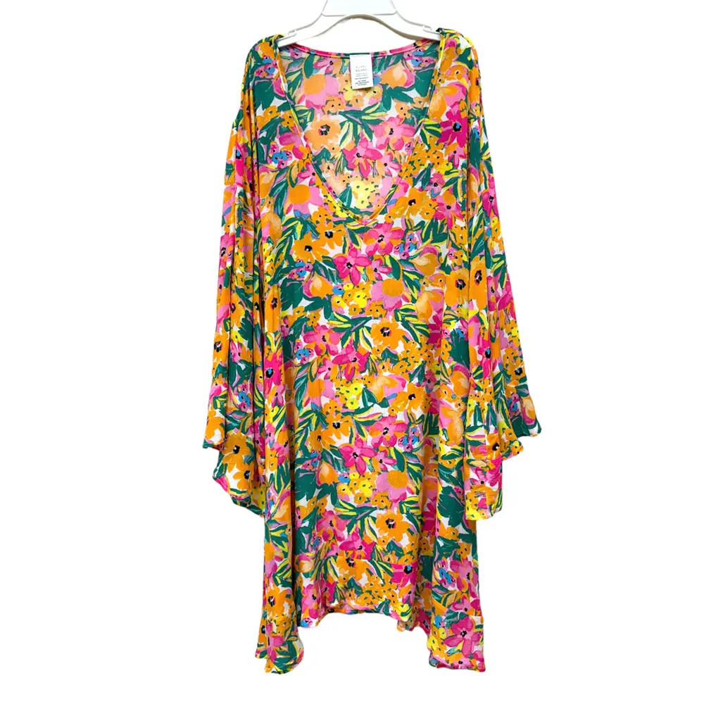 High End Design Loose Waist V-Neck Cute Flounce Dress Floral Beach Dress For Women