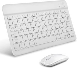 Guangzhou Oem ABS Alemán Blanco Pequeño Mini Delgado Español Bluetooth Inalámbrico Teclado y Ratón para Teléfono Móvil iMac - Product Image 1