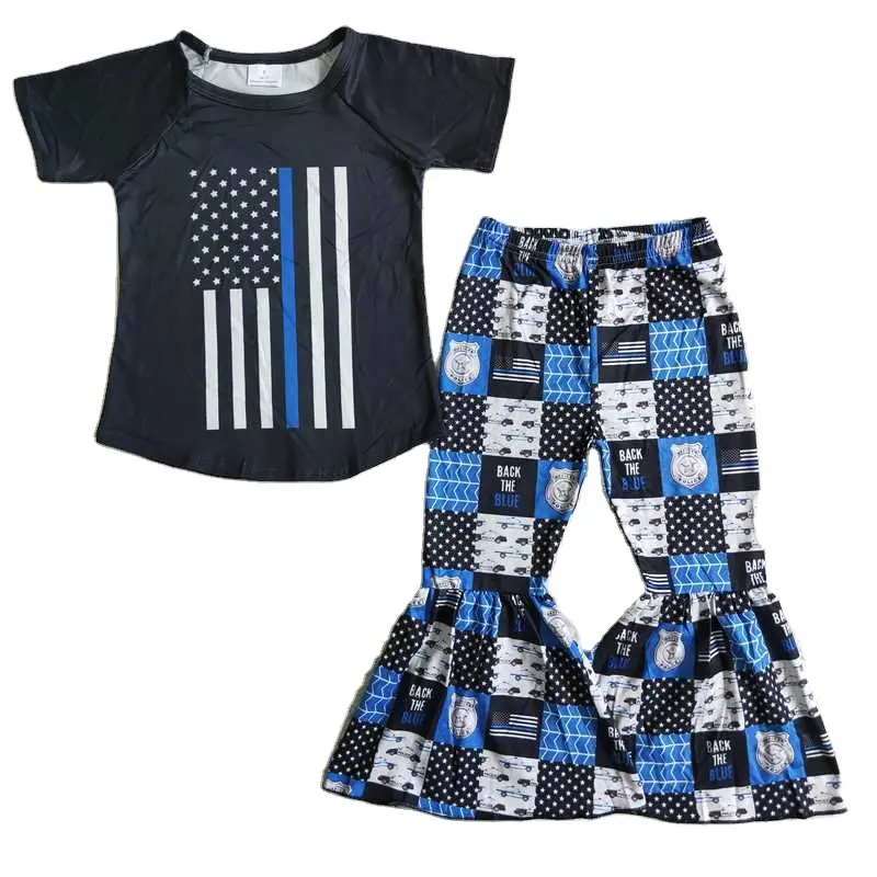 Grosir Butik Anak-anak Lucu Baju Polisi Musim Gugur Celana Bel Dua Potong Pakaian Set Anak Perempuan Pakaian Bayi Pakaian Anak-anak Rts No Moq
