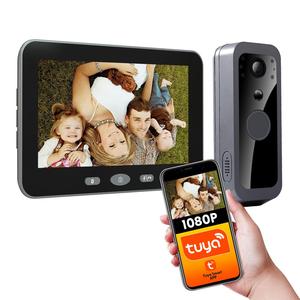 Tuya 2.4G WIFI BLE Drahtlose 1080P Türklingel Überwachungs kameras mit 5 "Bildschirm Ring Kamera Türklingel mit Kamera und Monitor <span class=keywords><strong>Intercom</strong></span>