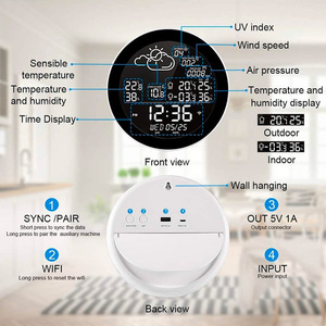 TUYA WIFI Reloj Estación Meteorológica Lluvia 3 Sensores para Interior Temperatura Exterior Humedad Función de Memoria Alarma Pronóstico del Tiempo - Product Image 3