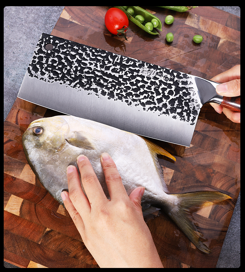 Wholesale Amazon hot sales Premium Quality Rosewood handle 5Cr15mov stainless steel butcher kitchen cleaver knife