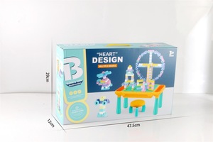 2024 Nieuwe Product 208Pcs Interactieve Diy Bouwstenen Tafel Met Opslag Kids Bouwstenen Educatief Speelgoed - Product Image 3