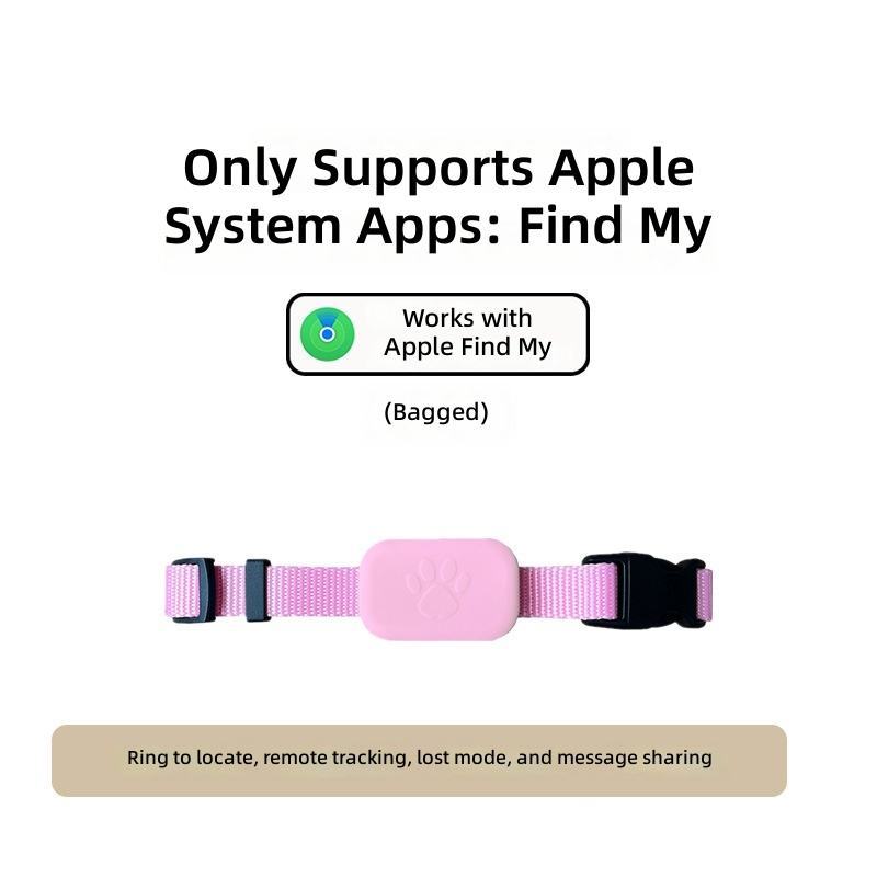 for apple pet collar-rectangular style-pink-bagged