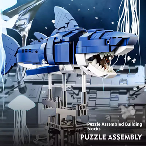 687pcs יצירתי כרישים לבנים בלוק חינוכי moc הרכבו חלקיקים קטנים חלקיקים קטנים בניין פאזל סט בלוק סט סט 13054 צעצוע mji - Product Image 5