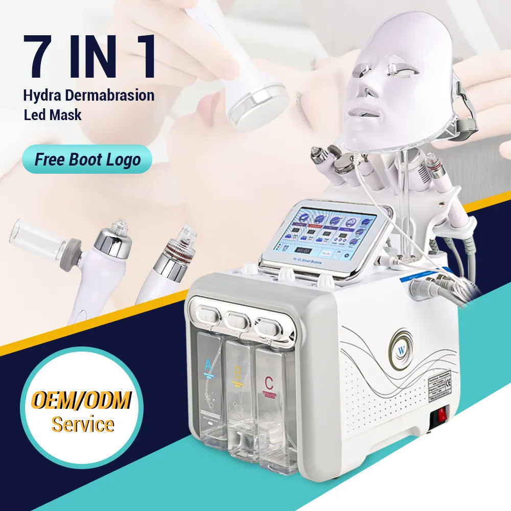 7in 1 hydra dermabrasion oxygène jet peel machine hydro h2o2 oxigen machine faciale avec masque led