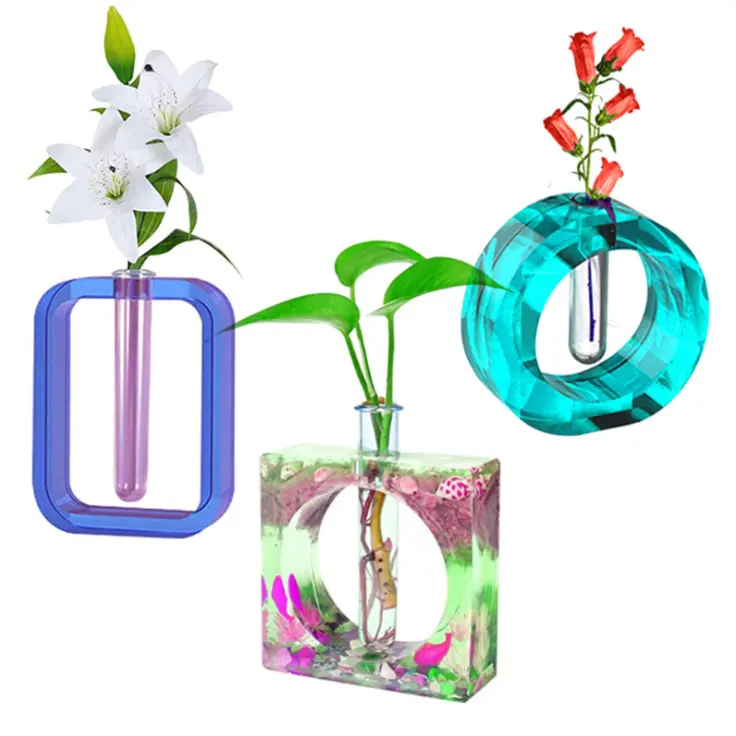 Florero de resina 12508, moldes de Resina de silicona para Estación de reproducción de plantas hidropónicas/Flores