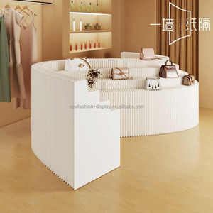 Popular Multi-Layer Design Long Shelf Easy Move Kraft Paper Shelves Foldable Display Flexible Floor Display <strong>Stand</strong> for Showroom - Product Image 5