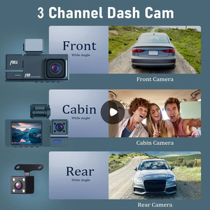 Carro DVR 2 polegadas 3 canais câmera para veículo Dash Cam para carros 1080P gravador de vídeo câmera de visão traseira para veículo Black Box