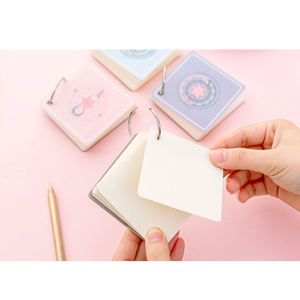 Loose <strong>Memo</strong> Buckle Type Small Square Card Notebook Portable Words Memory Pad Blank Page, Size: 7x7cm DIY Stationery