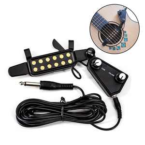 Transductor de pastilla magnética de 12 orificios de sonido con control de tono y volumen, adecuado para la mayoría de las guitarras acústicas