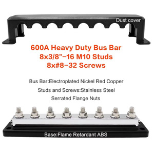 600 a 48V DC <strong>BusBar</strong> 12 V Power Distribution Block (M10) 8 Studs &amp;Negative Battery Terminal Block for Marine Automotive RV Truck - Product Image 5