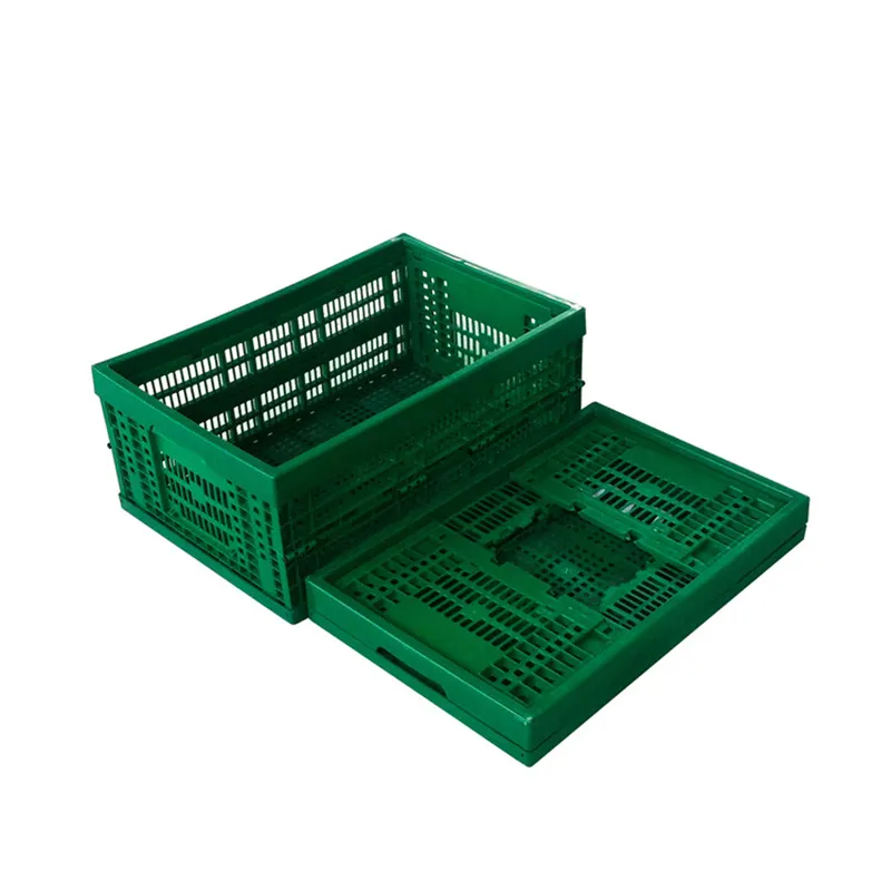 Heavy Duty Large HDPE Plastic Foldable Folding Vented Collapsible Fruit and Vegetable Storage Stackable Folding Crate