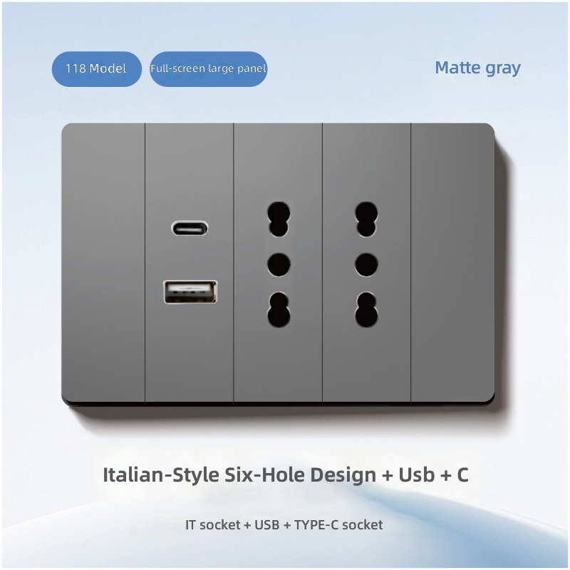 Italiano de seis orificios+USB+Tipo-C