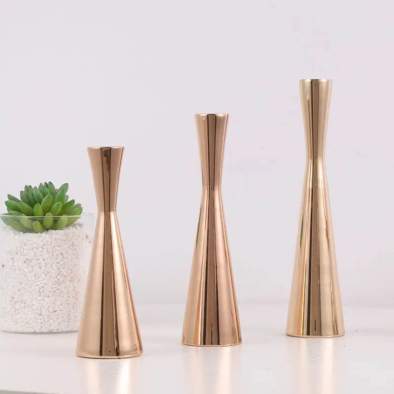 Modern Wedding Table Decorative Centerpiece Candlestick Holders Tapered Metal Candle Holders