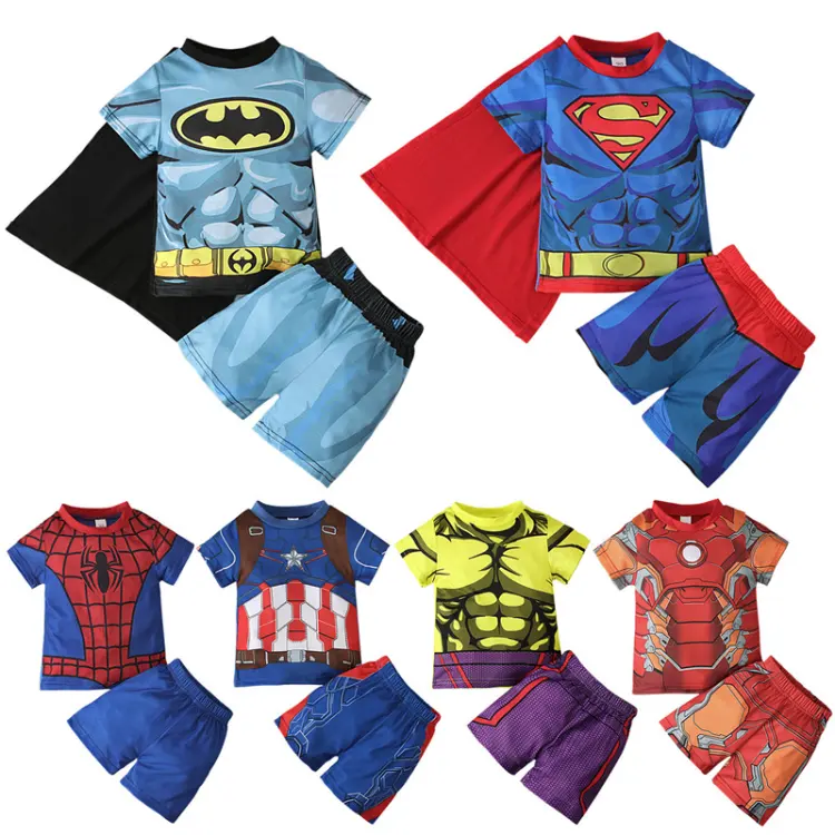 Conjunto de ropa de verano para bebés y niños, camiseta, pantalones cortos, patrón de araña de dibujos animados, conjunto de ropa informal para niños, conjunto de ropa para niños, 2 unidades