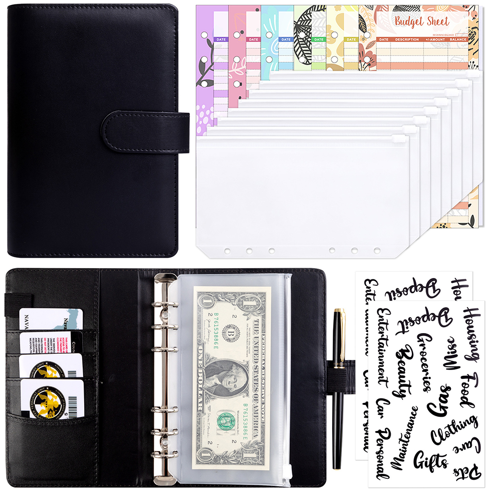 Black Shell+12 Budget Sheets+8 Receipts Bags+2 English Stickers