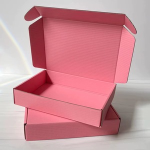 Özel baskılı Logo pembe oluklu karton kozmetik peruk ambalaj mailler nakliye kağıt hediye kutusu - Product Image 5
