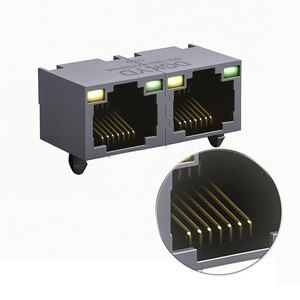 1x2 Dual Port RJ45 <span class=keywords><strong>Keystone</strong></span> Jack không được che chở màu đen Tab lên với LED Factory Outlet RJ45 Ethernet kết nối - Product Image 1